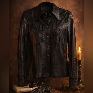 🖤1969 Black Leather Shirt Jacket — A Trailblazer’s Legacy✨